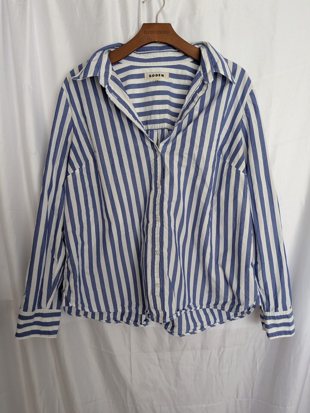 Boden Blue and White Striped Cotton Button-Down Shirt Size 20-22R
